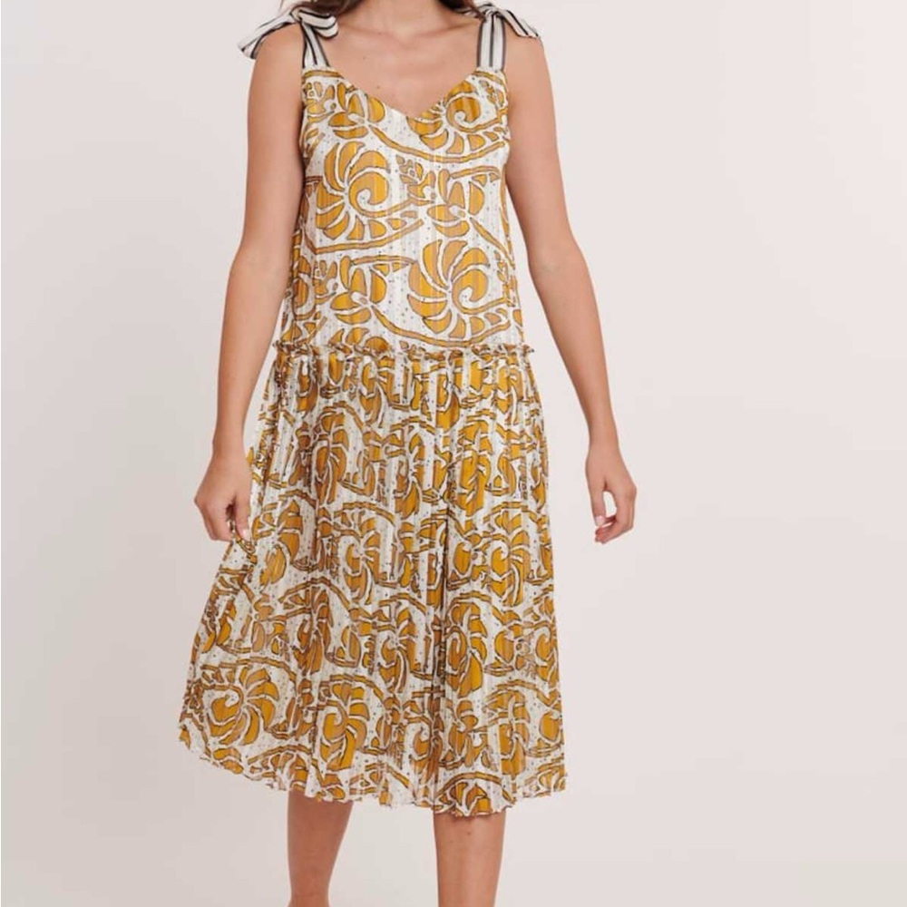 Tie shoulder dress-ochre